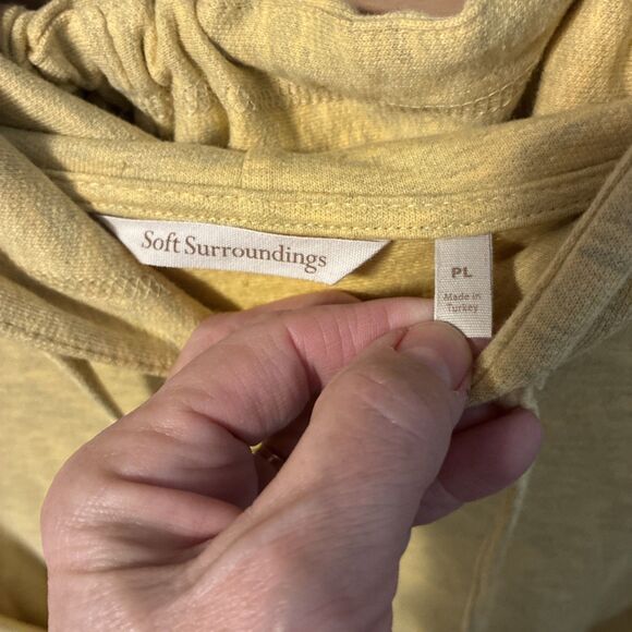 Soft Surroundings Hoodie Womens PL Soho Tunic Heathered Yellow Pocket Knit - Picture 2 of 6